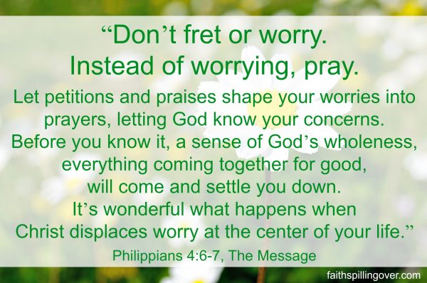 Are you letting work you have to do and people you love take center stage in your mind? Me too. Let's turn our worry into prayer and make Jesus the center.